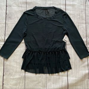 Urban Outfitters Teal Sheet Ruffle Peplum Top